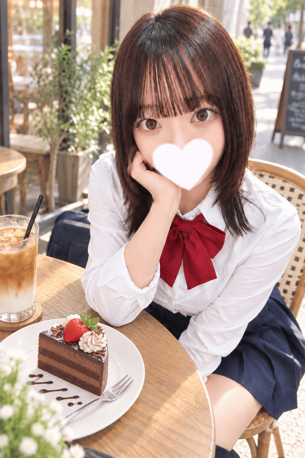 むい🔰9/19体験入店初日🔰がケーキを前に楽しそうに微笑む。