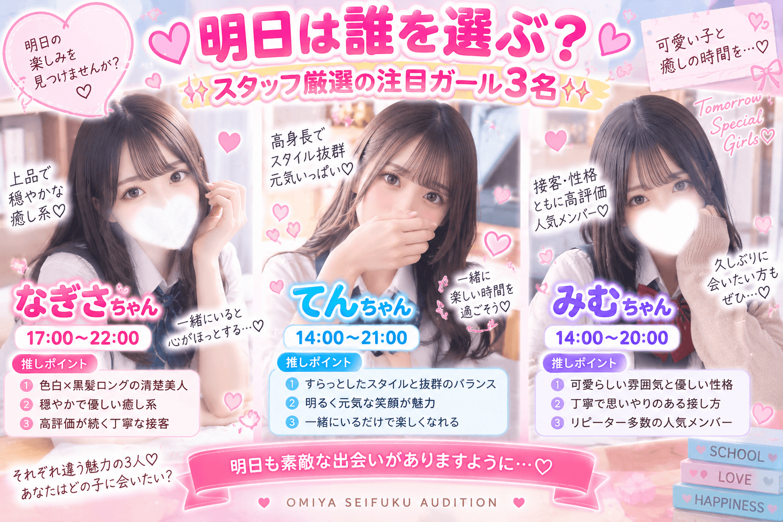 9月8日(火)✨明日は誰を選ぶ?♡スタッフ厳選の注目ガール3名✨