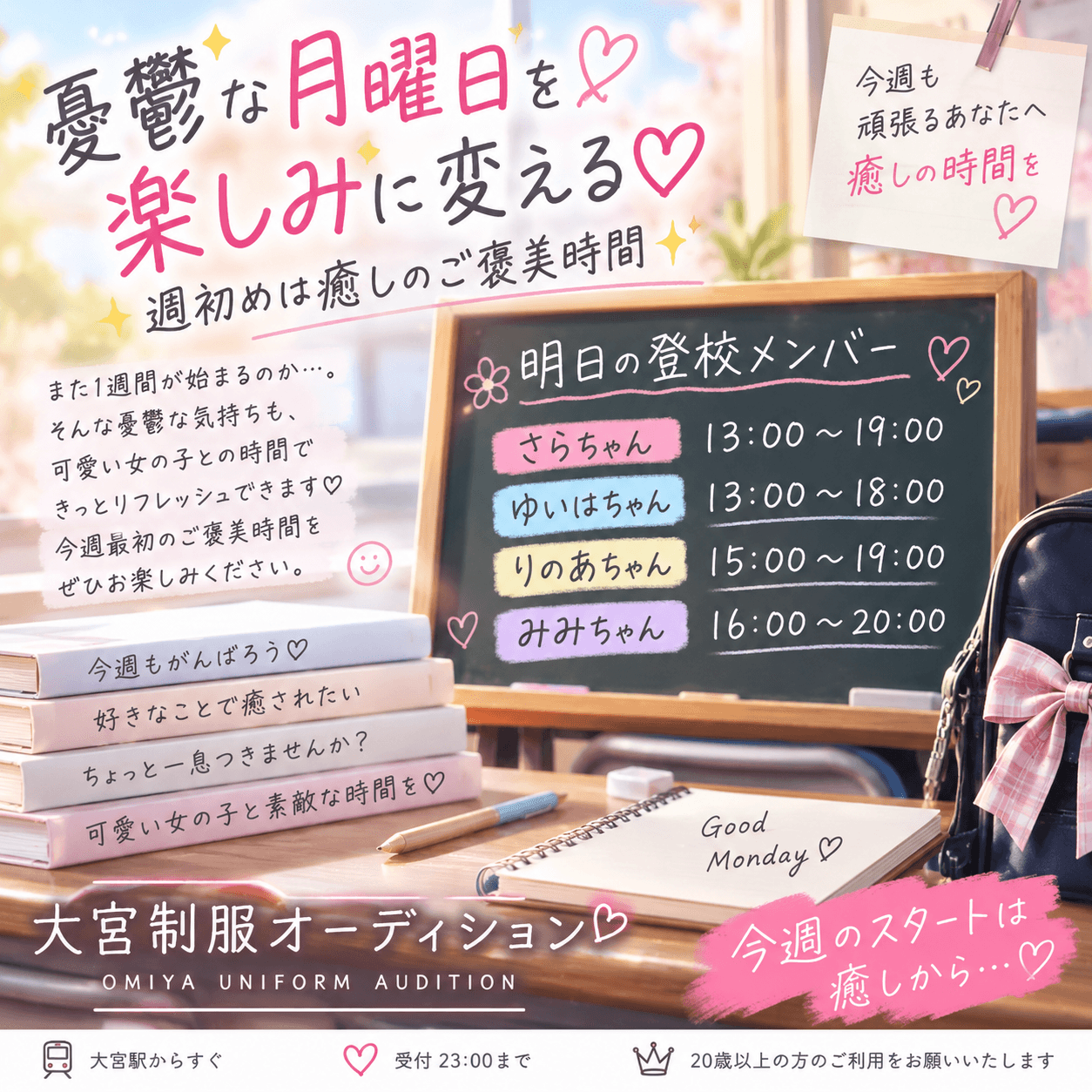 9月14日(月)💘憂鬱な月曜日を楽しみに変える♡週初めは癒しのご褒美時間✨