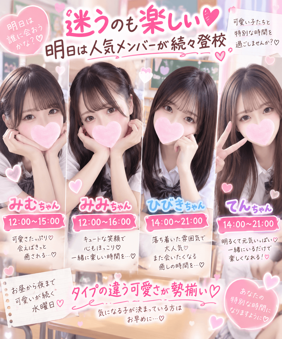 9月16日(水)💘迷うのも楽しい♡明日は人気メンバーが続々登校