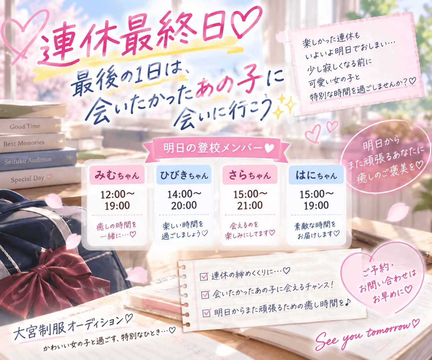 9月23日(水)💘連休最終日♡最後の1日は、会いたかったあの子に会いに行こう✨